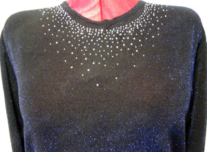 Festliches Lurex-Shirt   Pullover schwarz mit viel Glitzer ca. Gr. 42