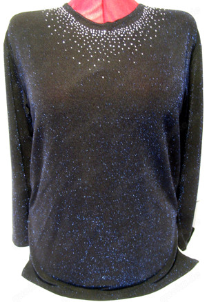 Festliches Lurex-Shirt   Pullover schwarz mit viel Glitzer ca. Gr. 42 Bild 3