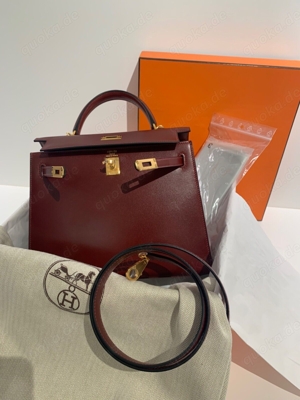 Hermes Kelly Bag 25 Tasche Veau Box 55 Rouge H Full-Set Hermes