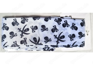 Schal, Kopftuch, Gürtel (3 in 1) mit Totenkopf-Motiv, silber, 160 cm, OVP
