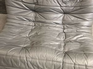 Ligne Roset Togo Leder Grau Originalzustand 2-Sitzer 2x Sessel 1x Pouf 1x Ecke Bild 7