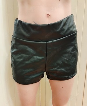 Sexy Lederimitat Hose   Shorts   Hotpants - schwarz - Damen-Größe L  Bild 3