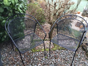 2 Gartenstühle hochwertig aus anthrazitfarbenen Metall (wetterfest) Bild 4