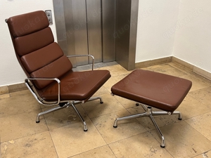 Vitra Aluchair Designersessel + Ottoman Leder Charles Eames Lounge Chair EA2223 Bild 3