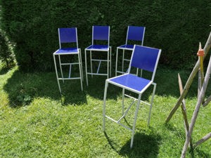 Barhocker, Gartenmöbel, 4 Stück, mit Lehne, Stahlrohr   Holz TOP Bild 5