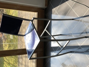 Barhocker, Gartenmöbel, 4 Stück, mit Lehne, Stahlrohr   Holz TOP Bild 3