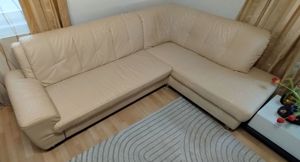 L Form Leder Sofa mit Schlaffunktion