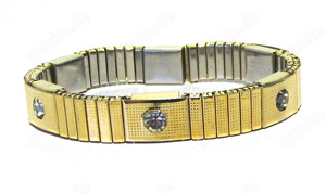 Magnetarmband   Magnet-Armband - goldfarben mit 6 Zirkonia - dehnbar - gut erhalten
