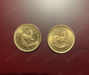 2 x 1 Rand Goldmünzen 1968 und 1971 Springbock, kein Krügerrand