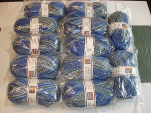 24 x 250 g Strick und Häkelgarn, Uschi Polar 480m blau neu OVP