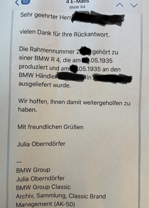 BMW R4 Rahmen 1935 Oldtimer. Original Vorkrieg. Keine BMW R12, R35 oder EMW Bild 7