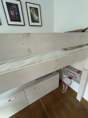 Hochbett Holz weiß lasiert