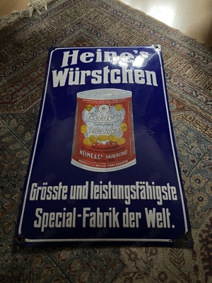 Emailschild orig.Heine's Würstchen Halberstadt 1915 Bild 3