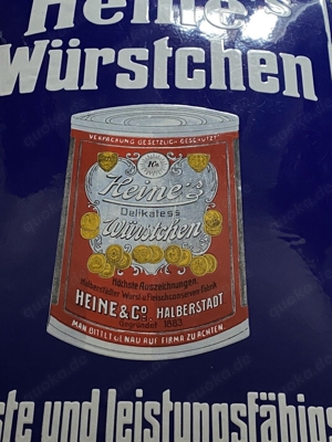 Emailschild orig.Heine's Würstchen Halberstadt 1915 Bild 4