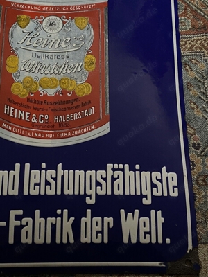 Emailschild orig.Heine's Würstchen Halberstadt 1915 Bild 5