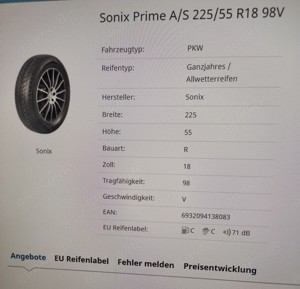 Allwetterreifen 225 55 R18 98V 