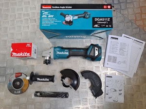 Makita DGA511 + Akku 1850B LED in 5Ah + Klick Vollschutzhaube - neu unbenutzt