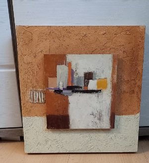   Dekoration, Bild abstrakte Kunst, Holz, Gips 