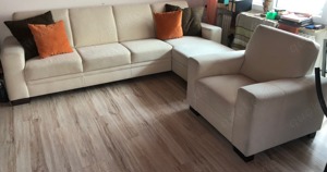 Zehdenick Couchgarnitur Polstergarnitur Sofa Couch Bettkasten Canape natur