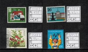 Bund: 4 Briefmarken mit Plattenfehler (200 Euro Michel)