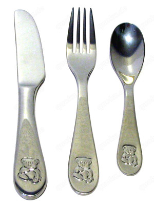 Kinderbesteck 3-teilig - Messer Gabel Löffel - Bärenmotiv - Schulte-Ufer - NEU + OVP Bild 6