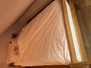 Jugendbett 1,90mx0,90m Kiefernholz mit Lattenrost und Matratze