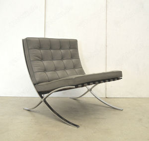 Mies v. d. Rohe Barcelona Chair Leder Grau GREY KNOLL Sessel