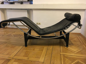  Cassina Le Corbusier Liege LC4 Leder schwarz Original mit Nummer