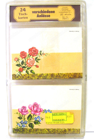 24 Tischkarten aus den 70er Jahren - Blumenmotive - Herlitz - OVP