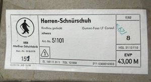 Herren - Schnürschuh Leder Schwarz VEB Meißner Schuhfabrik Gr.29,5 {heute 43,5} Bild 4