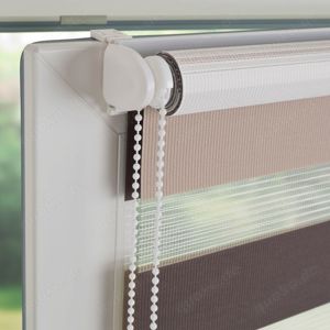 2x Doppelrollo DUO Rollo 3 farbig Klemmfix Montage ohne Bohren weiß beige braun Bild 2