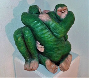 Holzskulptur "Affen" - Holzplastik - Statue