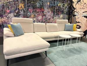 Sofa Couch Wohnlandschaft mit Elektrofunktion Beige