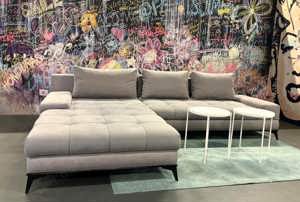 Sofa Couch Wohnlandschaft Figaro Grau Ausstellungsstück