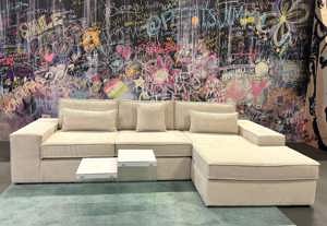 Sofa Couch Wohnlandschaft Rouven Beige Breitcord