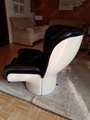 Joe Colombo Elda Lounge Chair Designer Sessel 60er weiß schwarz Kunstleder