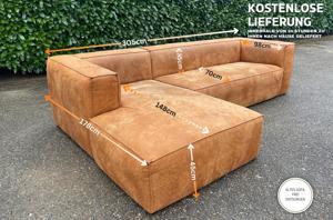KOSTENLOSE LIEFERUNG Ecksofa aus cognacfarbenem Stoff