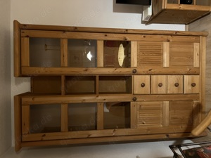 Wohnzimmerschrank Massivholz stabil und gute Qualität mit Glaseinsätzen