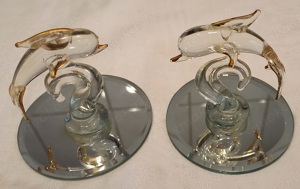   Dekoration, Sammeln, 2 Glas-Delfine  