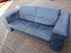 Ledersofa ( ROLF BENZ ), blau, B 200 cm, 90er Jahre Style