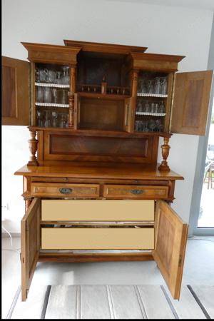 Buffetschrank Antik Schrank, Jugendstil Nussbaum, Bild 12