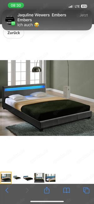 Bett in grau mit LED 180*200