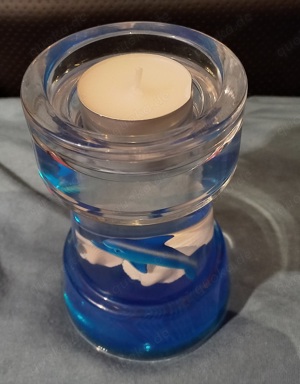   Dekoration, Sammeln, Leuchtturm, Teelichthalter, Delfine, Glas  Bild 3