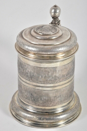 Barock Silber Schlangenhaut Deckelhumpen, Augsburger Punze, 18.Jh
