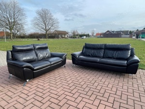 KOSTENLOSE LIEFERUNG Schwarzes Sofa aus echtem Leder von Natuzzi Editions
