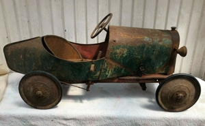Original Eureka Tretauto Bugatti 30 Jahre Speicherfund Blechauto Sport Pedal Car