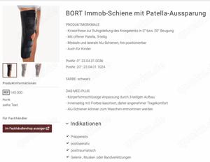 BORT Immob-Schiene mit Patella-Aussparung 0  55 cm schwarz