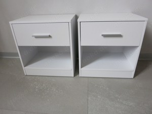 2x Kleiner Nachttisch, Beistelltisch, mit Schublade, Weiß