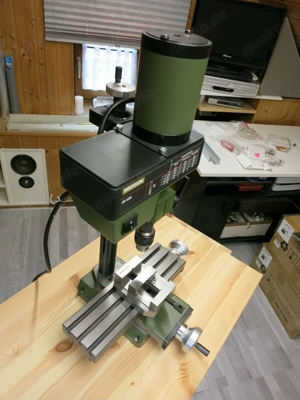 Drehmaschine Proxxon PD 250E, Fräs-Bohrkopf PF230, Kreuztisch und viel mehr