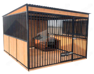 Hundezwinger 3x3m mit Schutzwand Holzboden  Garten Zwinger für Hunde  GP177